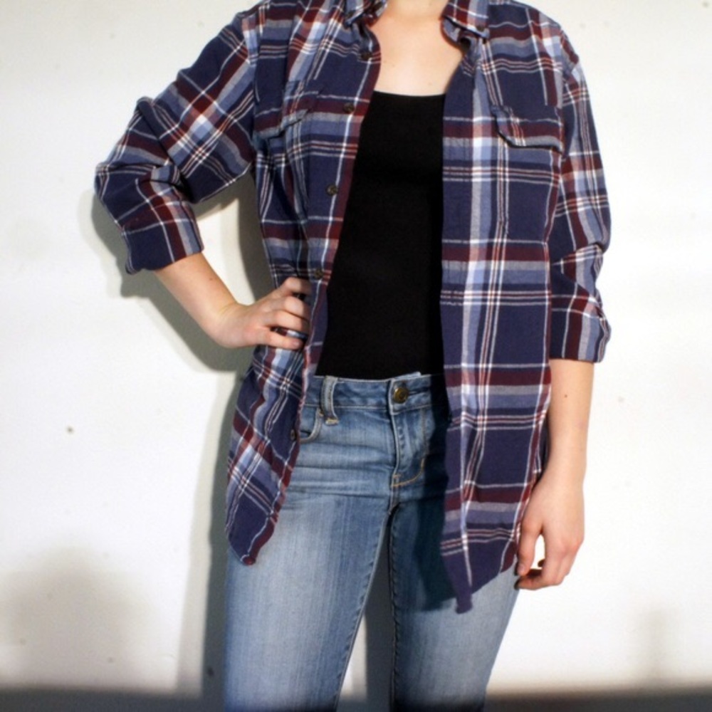 Maroon and blue flannel